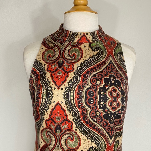 Fashion Union Women's Tan Paisley Faux Suede Cutout Mini Dress Size Small Boho - Picture 5 of 15